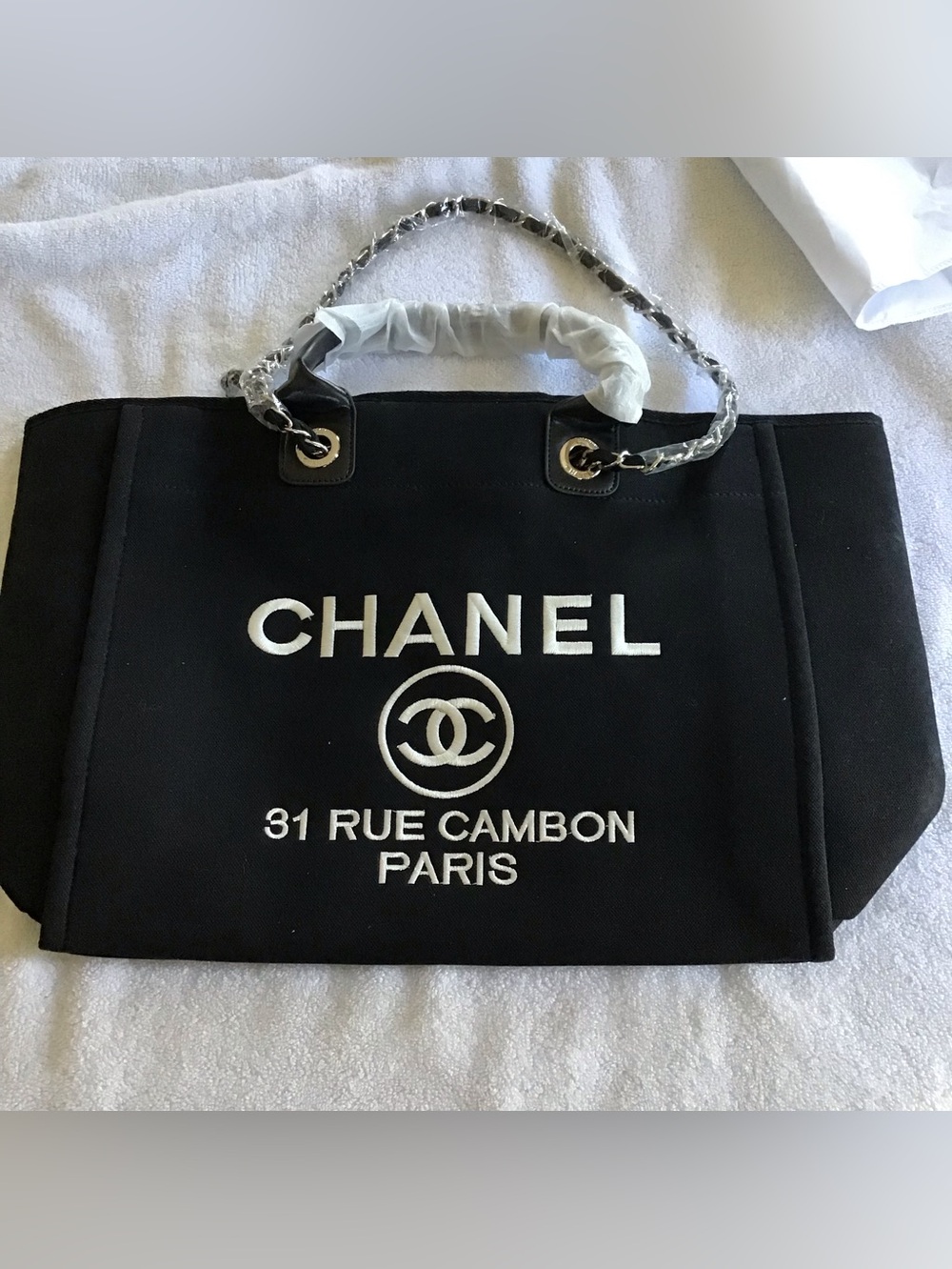 Black canvas tote bag